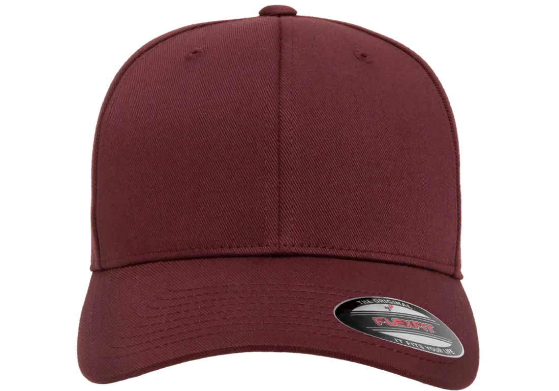 Flexfit 6277 fitted hat in Maroon, front view