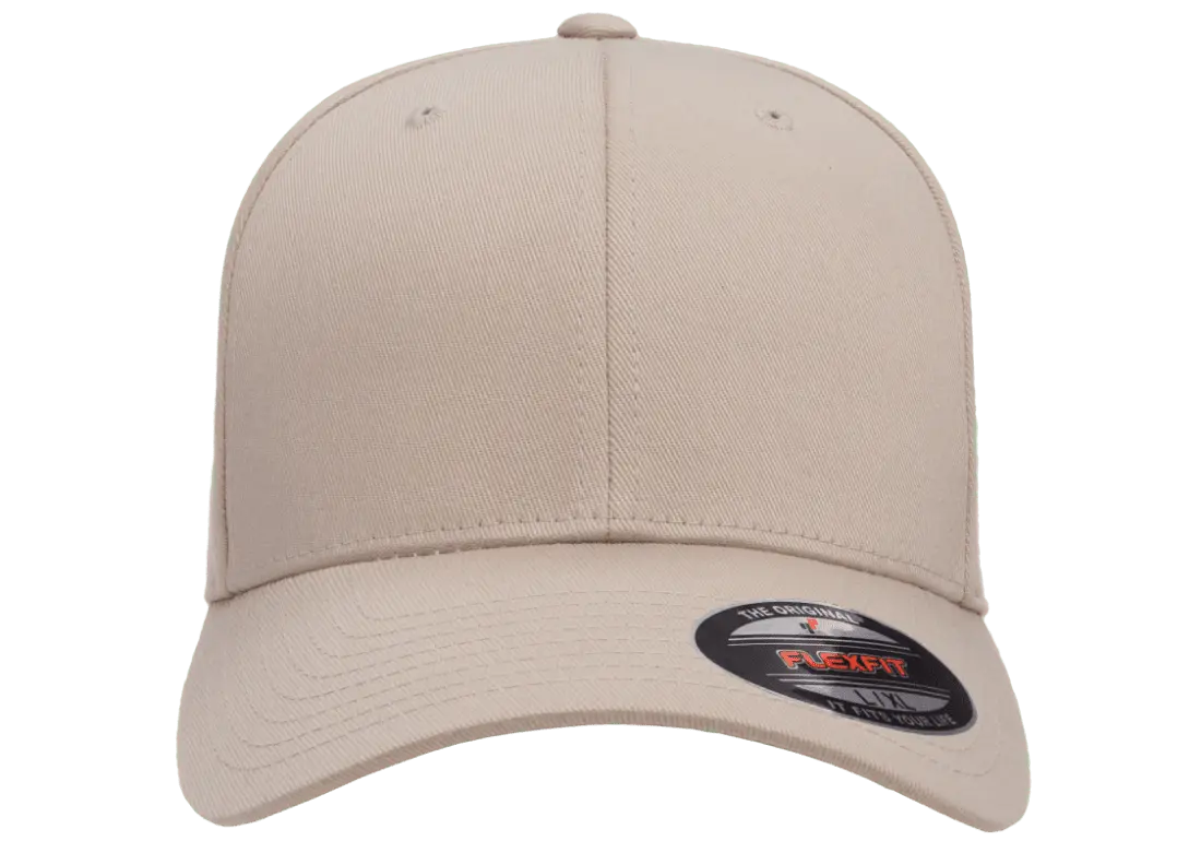 Flexfit 6277 fitted hat in Stone, front view