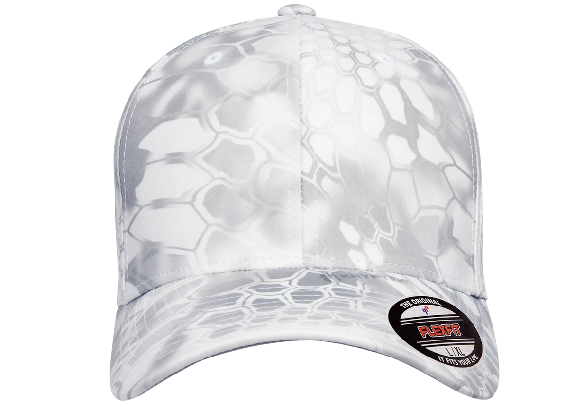 Flexfit 6277 fitted hat in Kryptek Wraith, front view