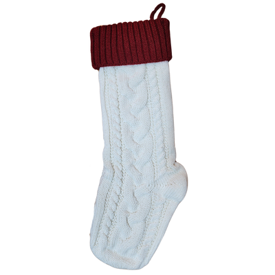 Knit Christmas Stocking with Personalized Leather Patch