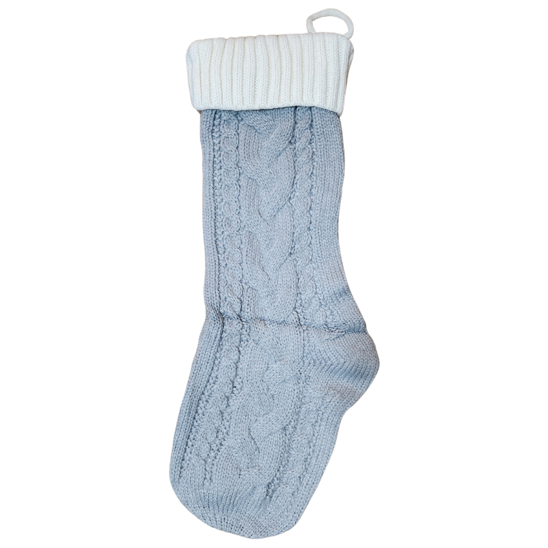 Knit Christmas Stocking with Personalized Leather Patch