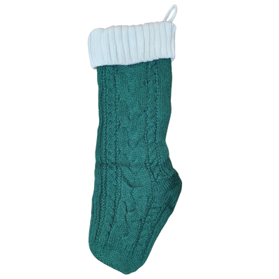 Knit Christmas Stocking with Personalized Leather Patch