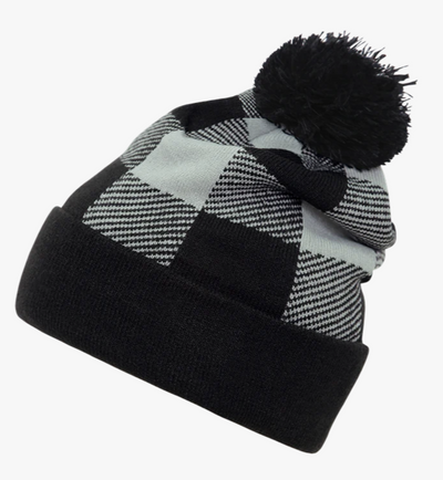 Buffalo Plaid Beanie with Custom Patch