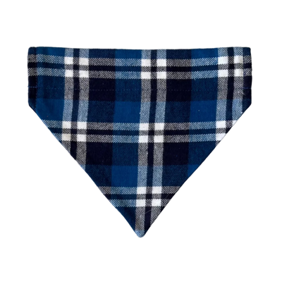 Blue plaid bandana on a marble surface