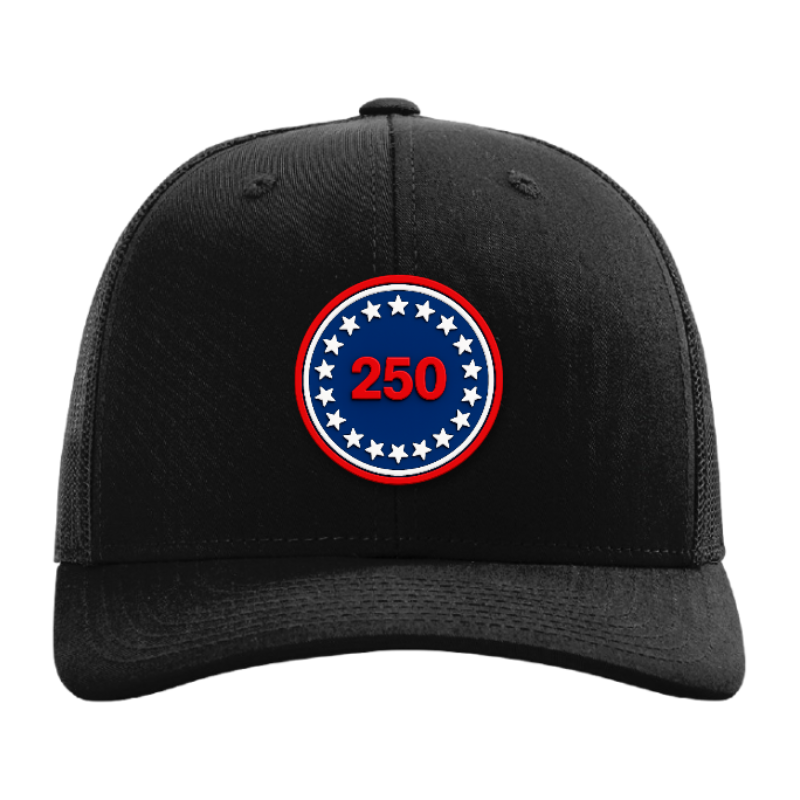 USA 250 Patriotic Trucker Hat – 250th Anniversary Patch Hat