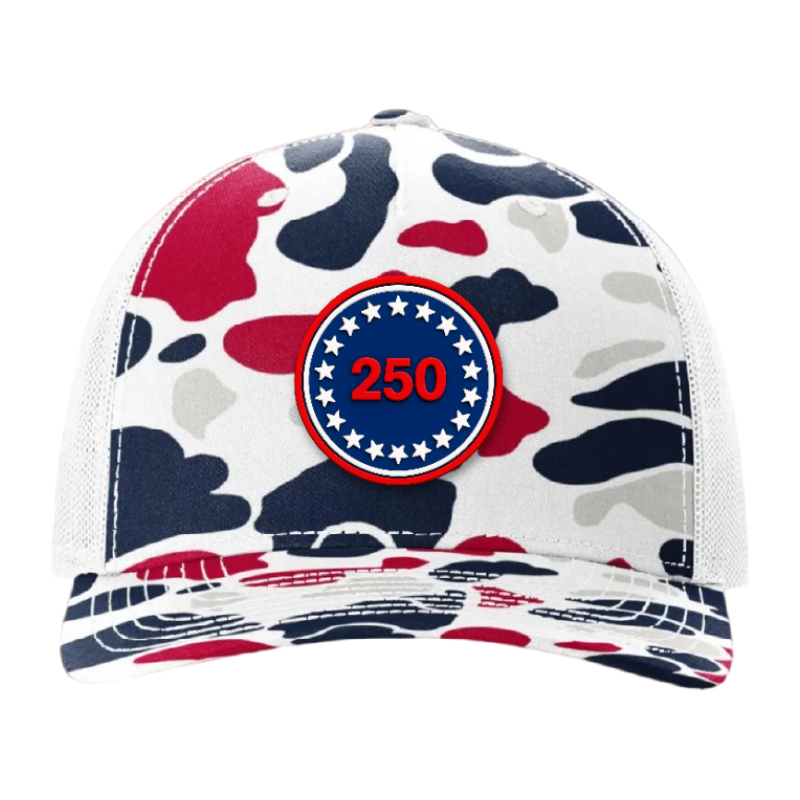 USA 250 Patriotic Trucker Hat – 250th Anniversary Patch Hat