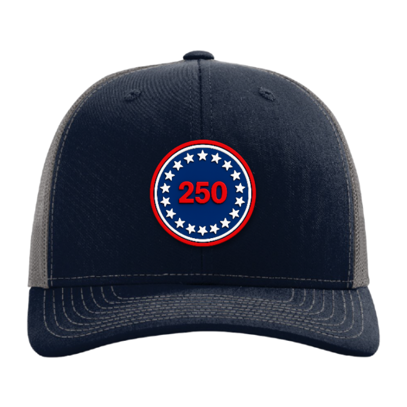 USA 250 Patriotic Trucker Hat – 250th Anniversary Patch Hat