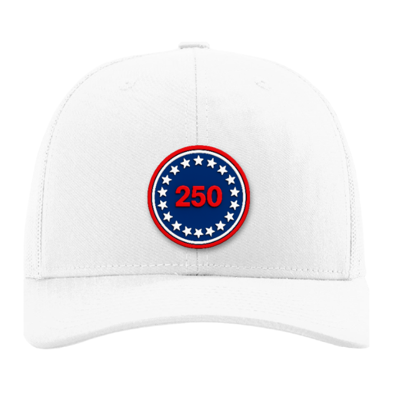 USA 250 Patriotic Trucker Hat – 250th Anniversary Patch Hat