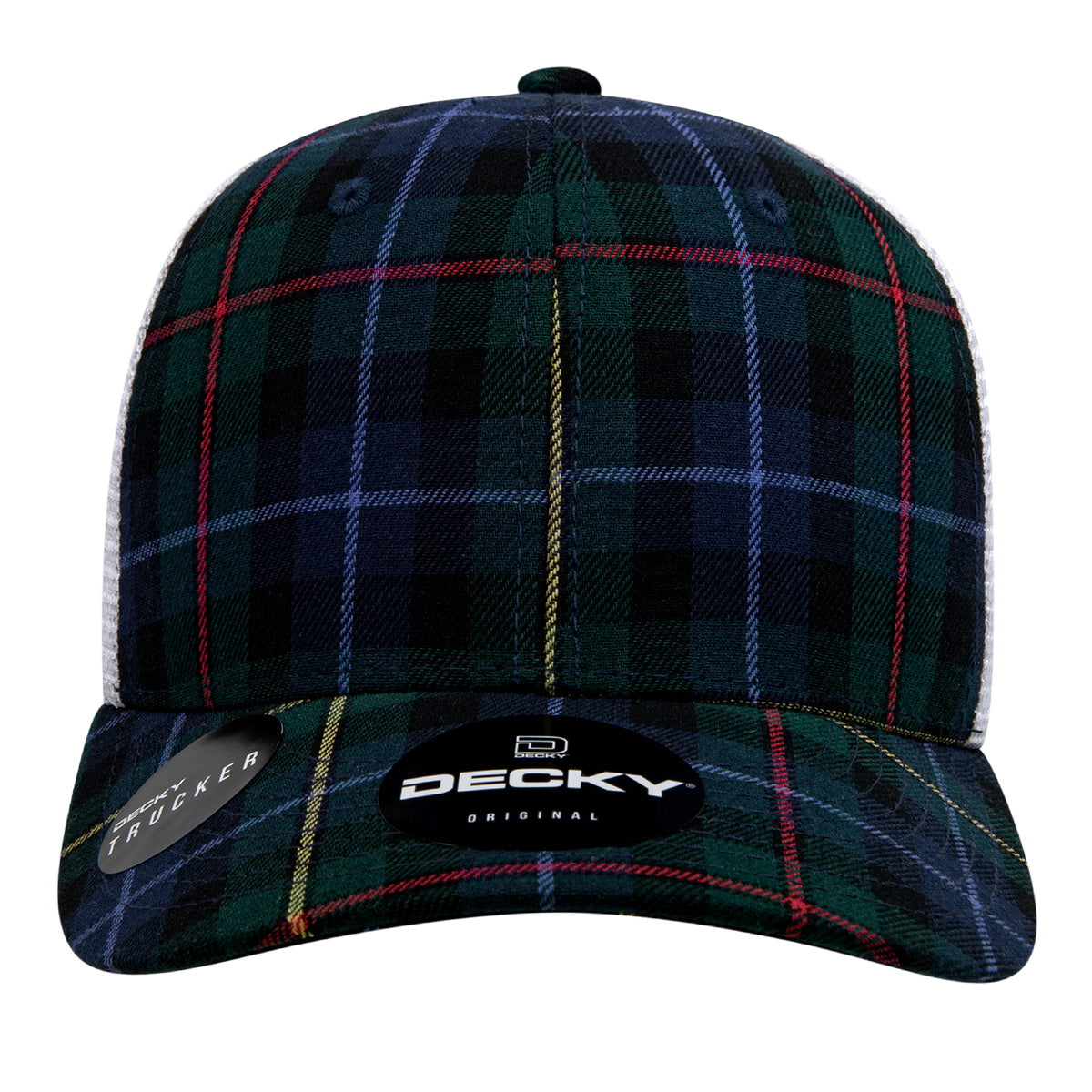 Personalized Structured Plaid Trucker Hat with Custom Design - Decky 6017