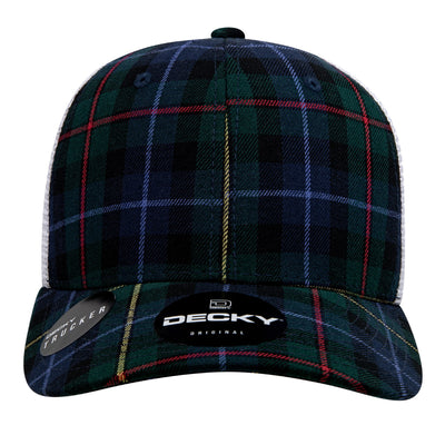 Personalized Structured Plaid Trucker Hat with Custom Design - Decky 6017