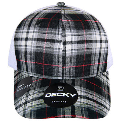 Personalized Structured Plaid Trucker Hat with Custom Design - Decky 6017