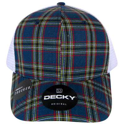 Personalized Structured Plaid Trucker Hat with Custom Design - Decky 6017