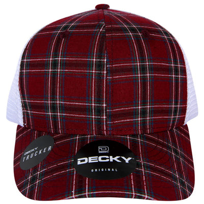 Personalized Structured Plaid Trucker Hat with Custom Design - Decky 6017