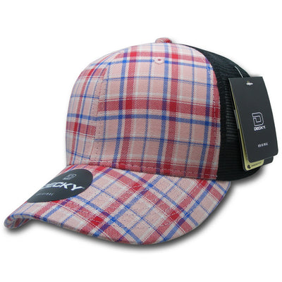 Personalized Structured Plaid Trucker Hat with Custom Design - Decky 6017