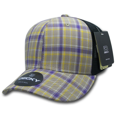 Personalized Structured Plaid Trucker Hat with Custom Design - Decky 6017