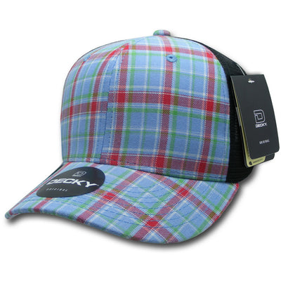 Personalized Structured Plaid Trucker Hat with Custom Design - Decky 6017
