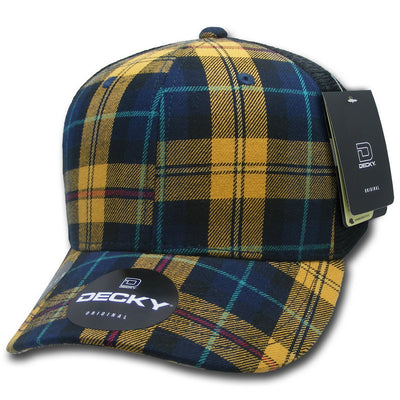 Personalized Structured Plaid Trucker Hat with Custom Design - Decky 6017