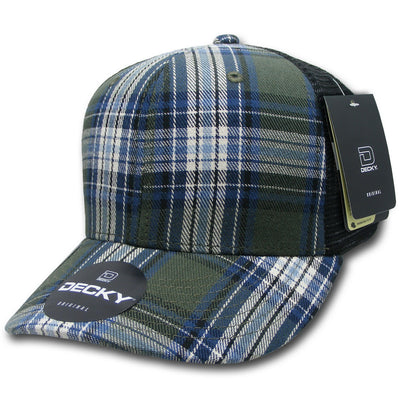 Personalized Structured Plaid Trucker Hat with Custom Design - Decky 6017