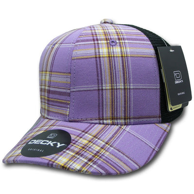 Personalized Structured Plaid Trucker Hat with Custom Design - Decky 6017