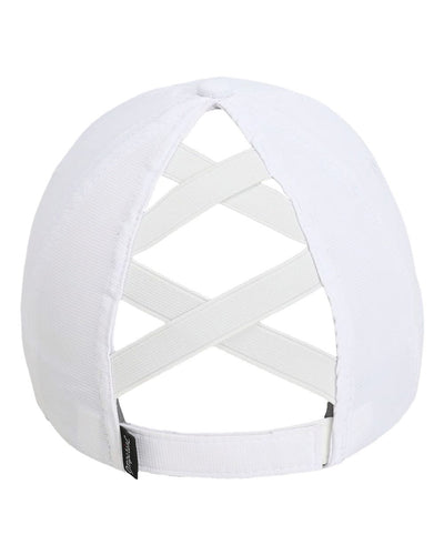 Imperial upf 50 Criss Cross Ponytail Hat with Custom Engraved Leather Patch