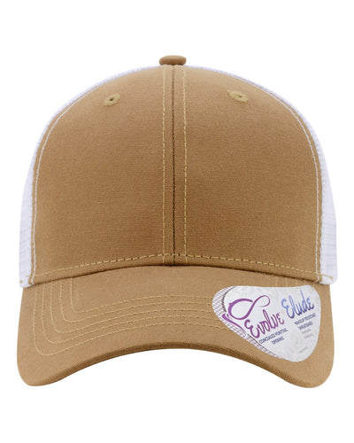 Ponytail Trucker Hat with Custom Patch - Infinity Her Charlie