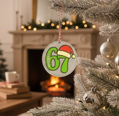 Personalized 67 Christmas Leatherette Ornament