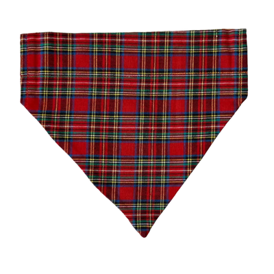 Red plaid bandana on a marble surface
