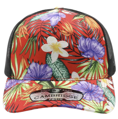 Pitbull Cambridge PB310 5 Panel Mesh Back Hat Floral Snapback with Custom Patch