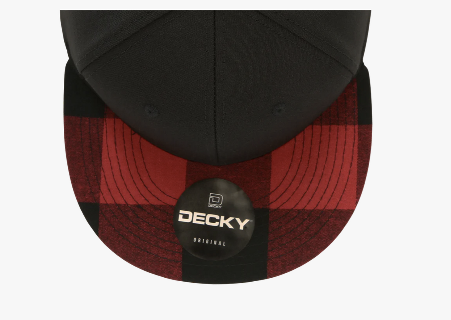 Plaid Trucker Flat Bill Hat with Custom Patch