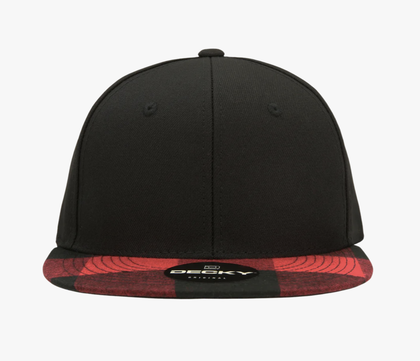 Plaid Trucker Flat Bill Hat with Custom Patch