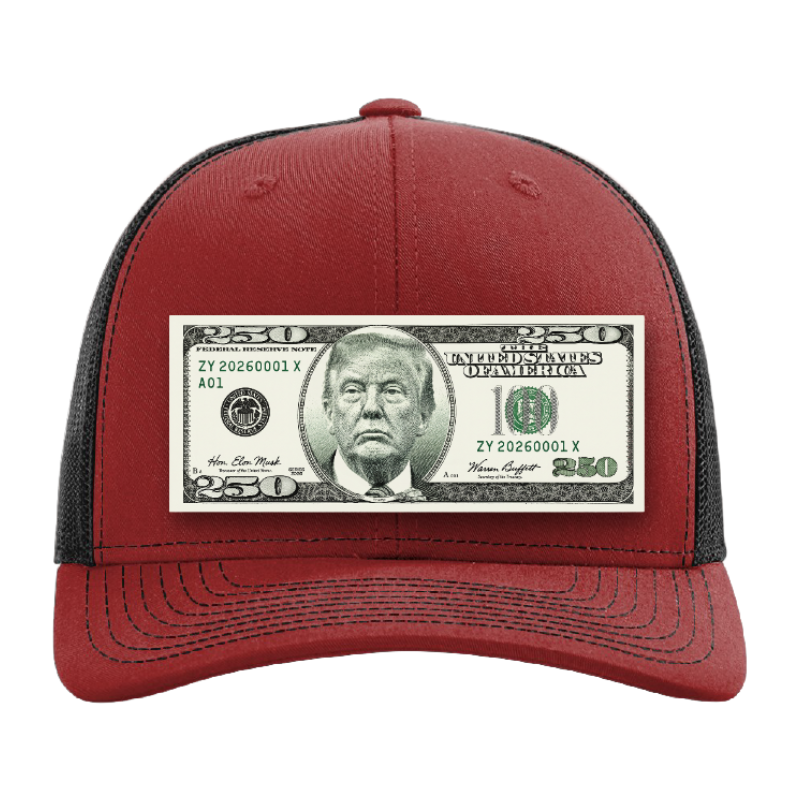 Trump $250 Dollar Bill Trucker Hat for Patriotic Novelty