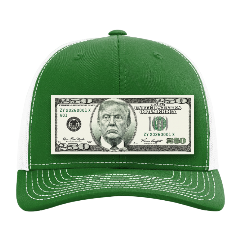 Trump $250 Dollar Bill Trucker Hat for Patriotic Novelty
