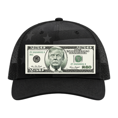 Trump $250 Dollar Bill Trucker Hat for Patriotic Novelty