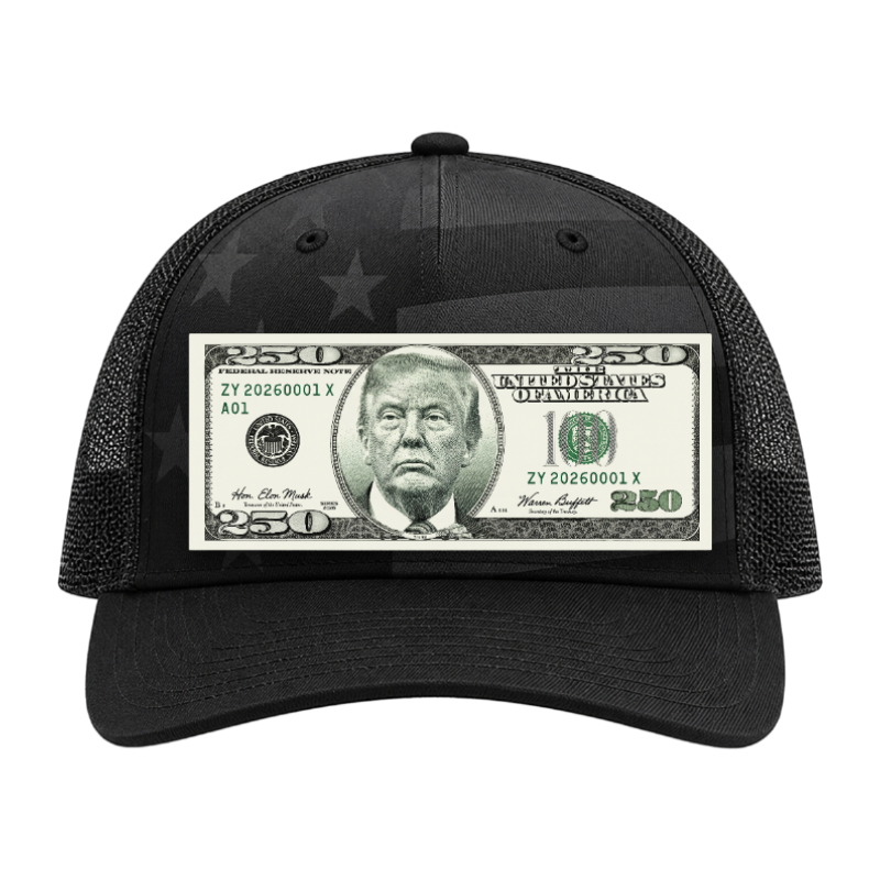Trump $250 Dollar Bill Trucker Hat for Patriotic Novelty