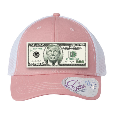 Trump $250 Dollar Bill Trucker Hat for Patriotic Novelty
