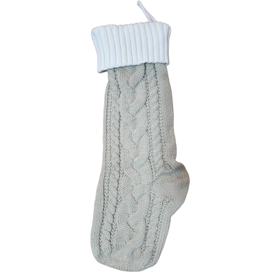 Knit Christmas Stocking with Personalized Leather Patch