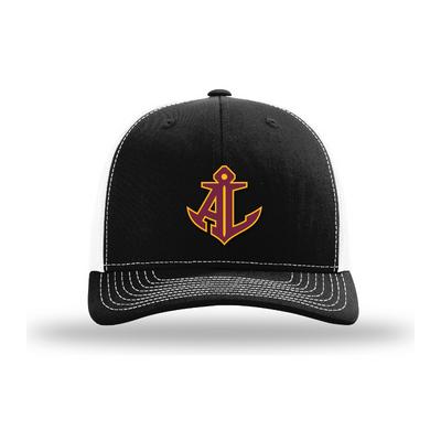 Avon Lake Anchor Hat | AL Anchor Trucker Hat | Black & White Hometown Patch Cap