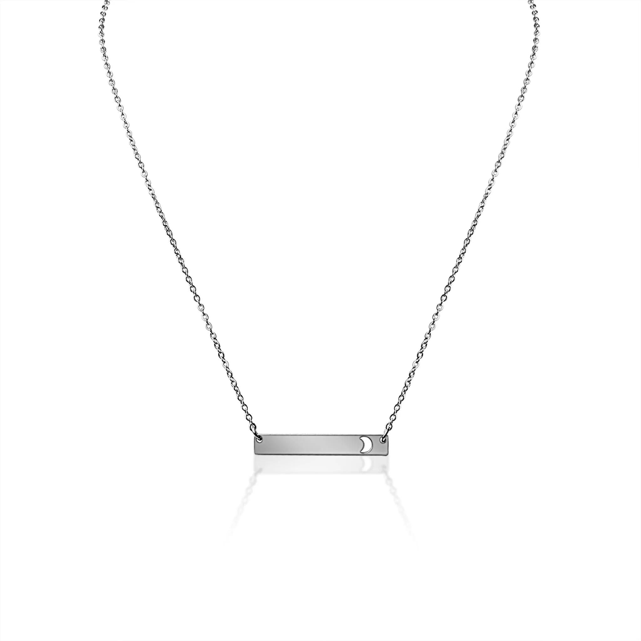 Moon Cutout Horizontal Bar Stainless Steel Necklace