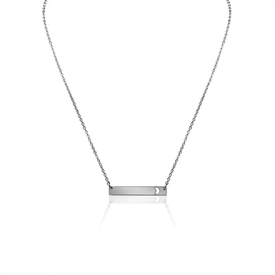 Moon Cutout Horizontal Bar Stainless Steel Necklace