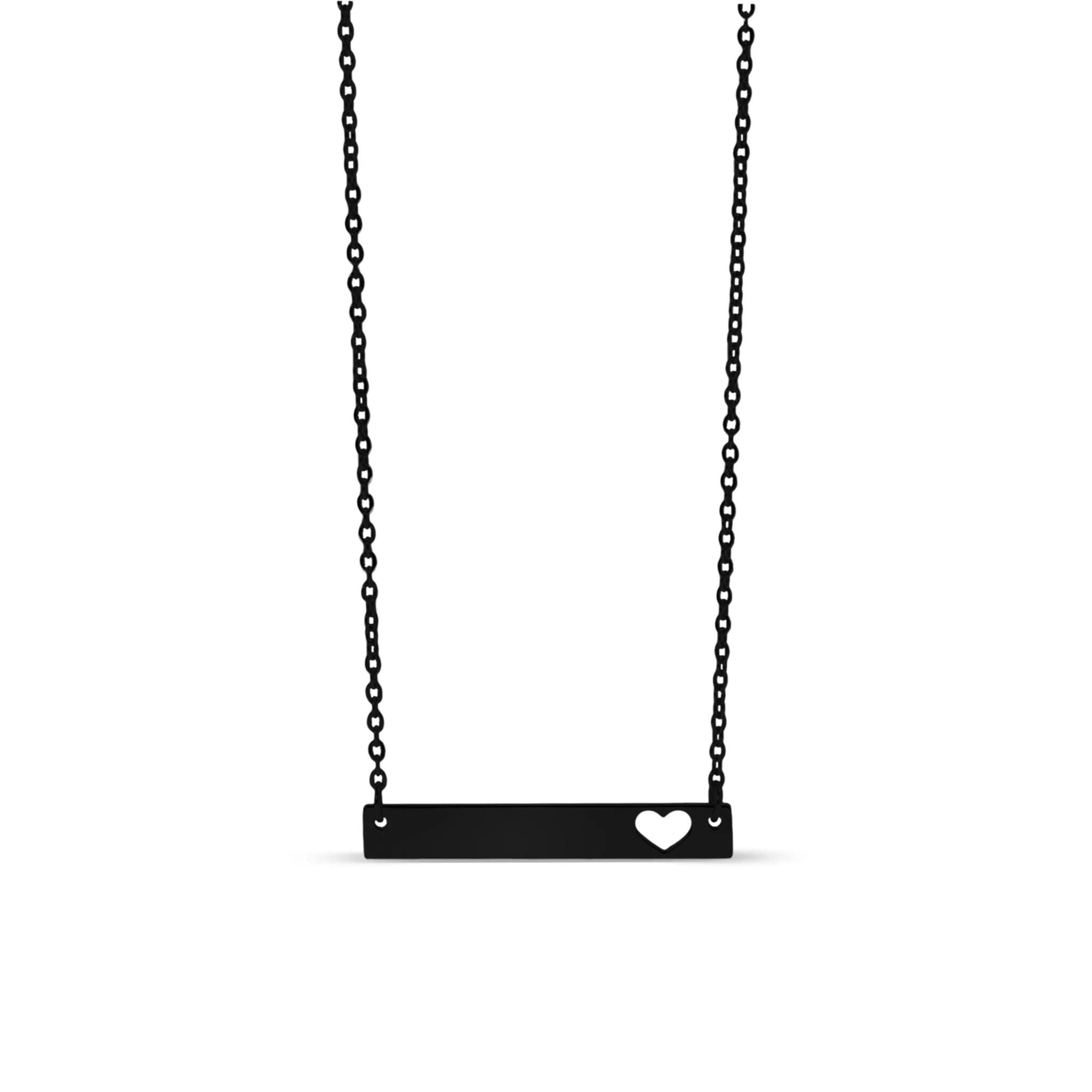 Heart Cutout Horizontal Bar Stainless Steel Necklace
