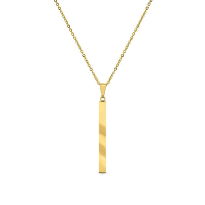 Square 4 Sided Vertical Bar Stainless Steel Necklace with Top Bail