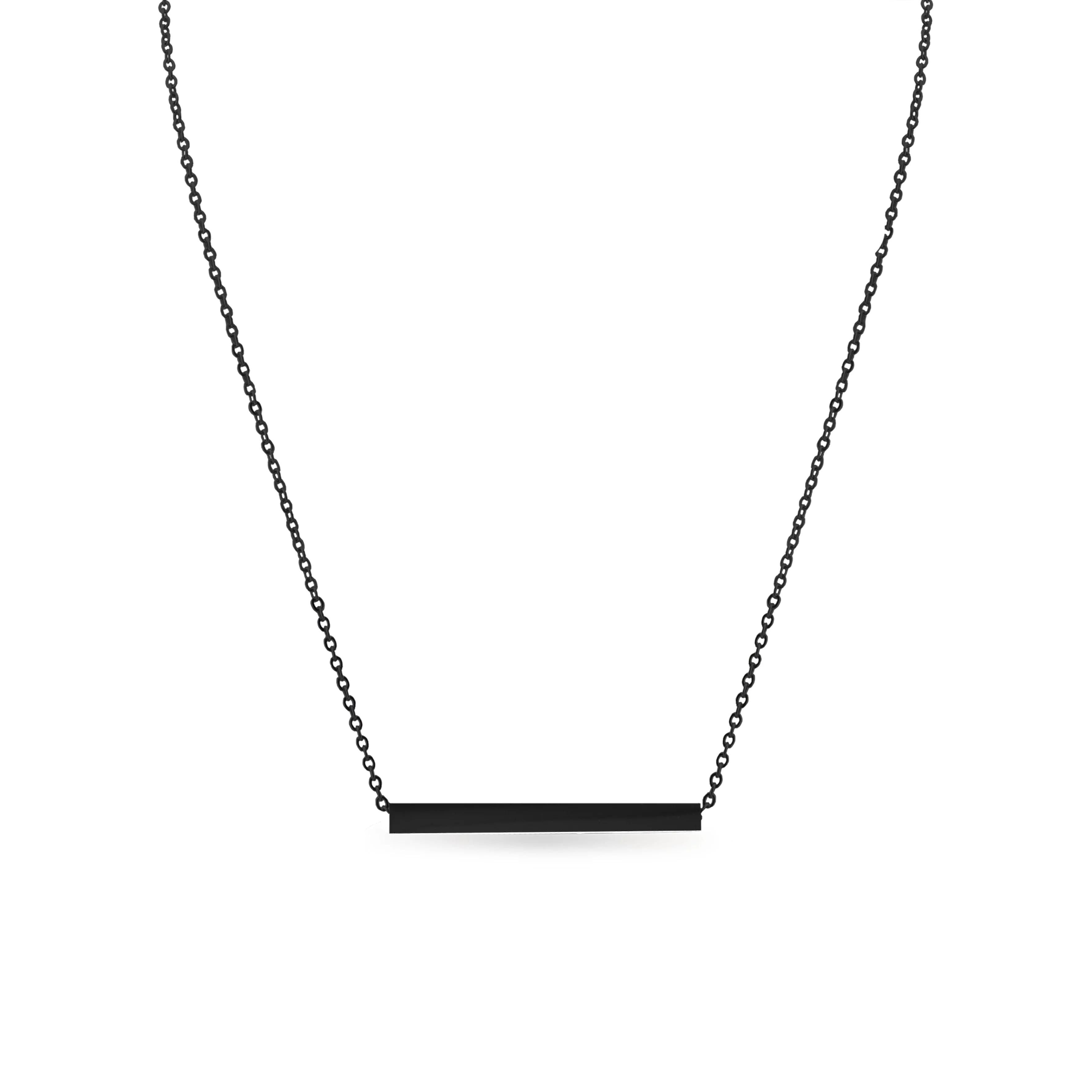 Square 4 Sided Horizontal Bar Stainless Steel Necklace