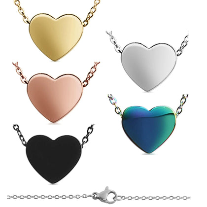 Heart pendant necklaces in gold, silver, rose gold, black and rainbow finishes