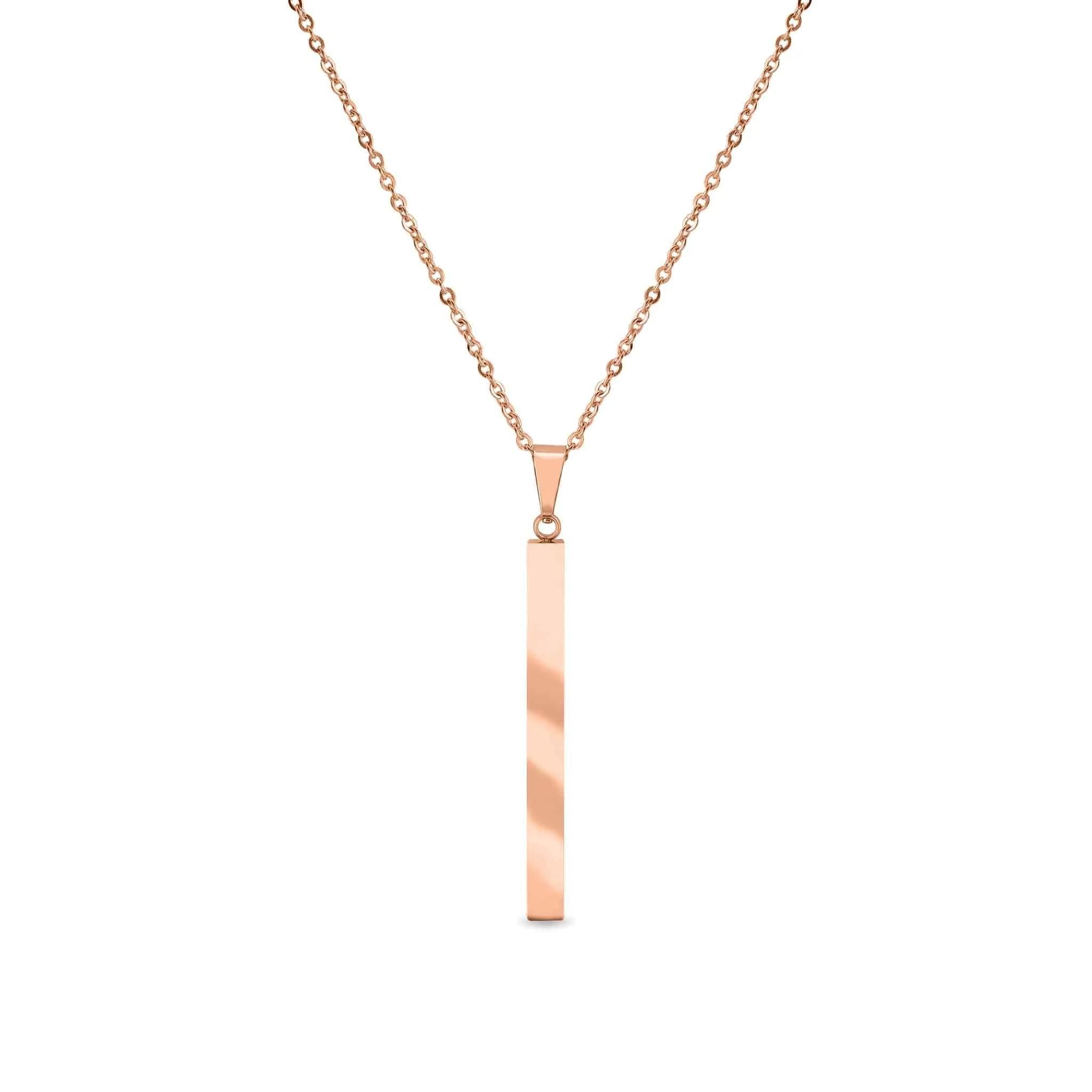Square 4 Sided Vertical Bar Stainless Steel Necklace with Top Bail