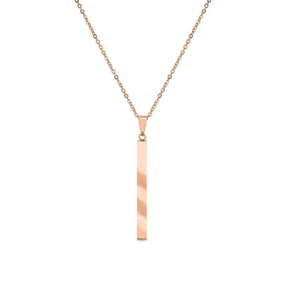 Square 4 Sided Vertical Bar Stainless Steel Necklace with Top Bail