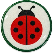 Ladybug hat button side patch: a ladybug on a white domed button. Insects & Bugs collection.