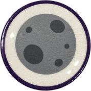 Mercury hat button side patch: a planet Mercury on a white domed button. Solar System collection.