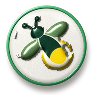 Firefly hat button side patch: a firefly on a white domed button. Insects & Bugs collection.