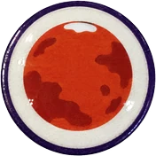 Mars hat button side patch: a planet Mars on a white domed button. Solar System collection.
