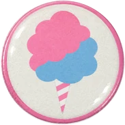 Cotton candy hat button side patch: a cotton candy on a white domed button. Candy & Sweets collection.